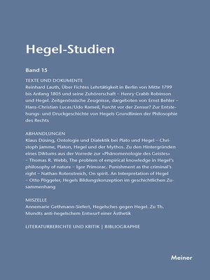 cover image of Hegel-Studien Band 15